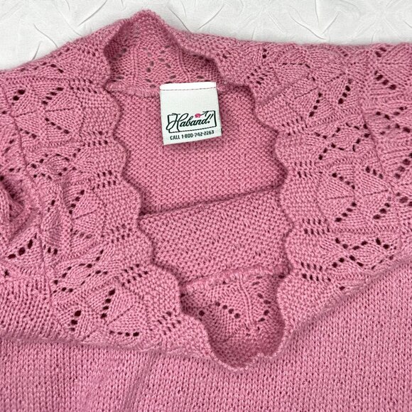 Vintage Haband! Short Sleeve Sweater Coquette Knit Details, Large **See photos** - Picture 6 of 6